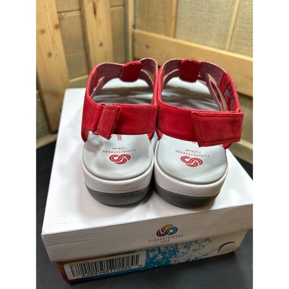 Clarks Cloudsteppers Womens Sandals 9.5W Red Elastic Straps - Picture 6 of 9